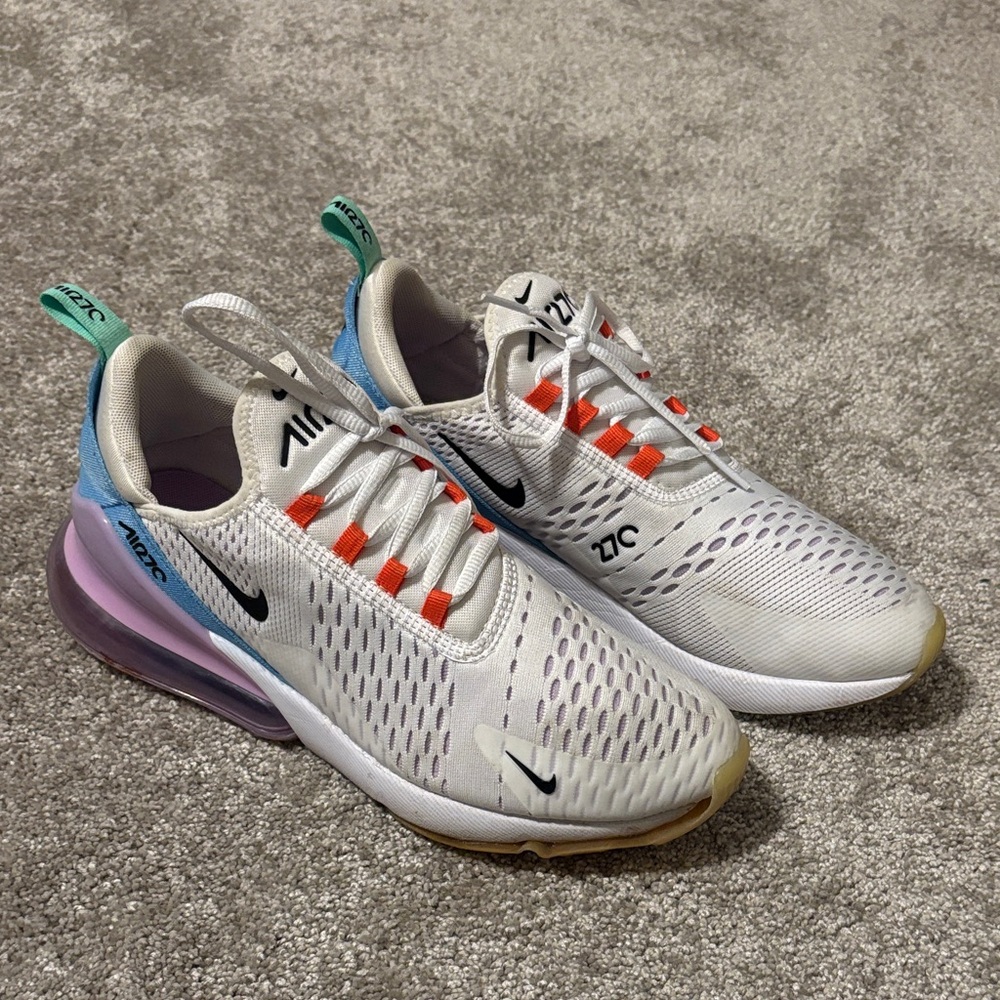 Nike Air Max 270 White with Purple and Blue Accents